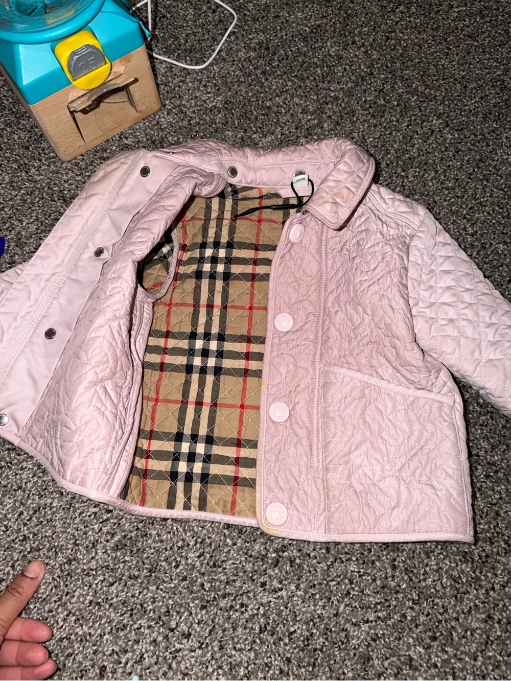Burberry Pink Quilted Kids' Jacket with Signature Check Lining